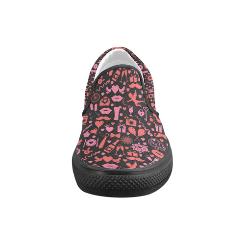 Pink Love Women's Unusual Slip-on Canvas Shoes (Model 019)