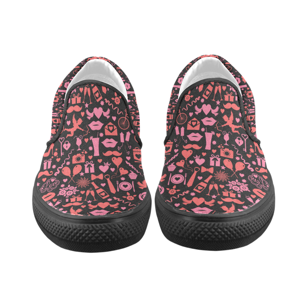 Pink Love Women's Unusual Slip-on Canvas Shoes (Model 019)