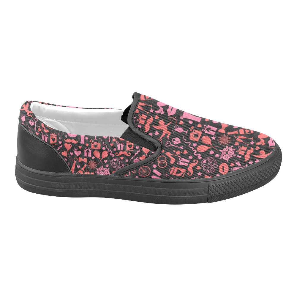 Pink Love Women's Unusual Slip-on Canvas Shoes (Model 019)