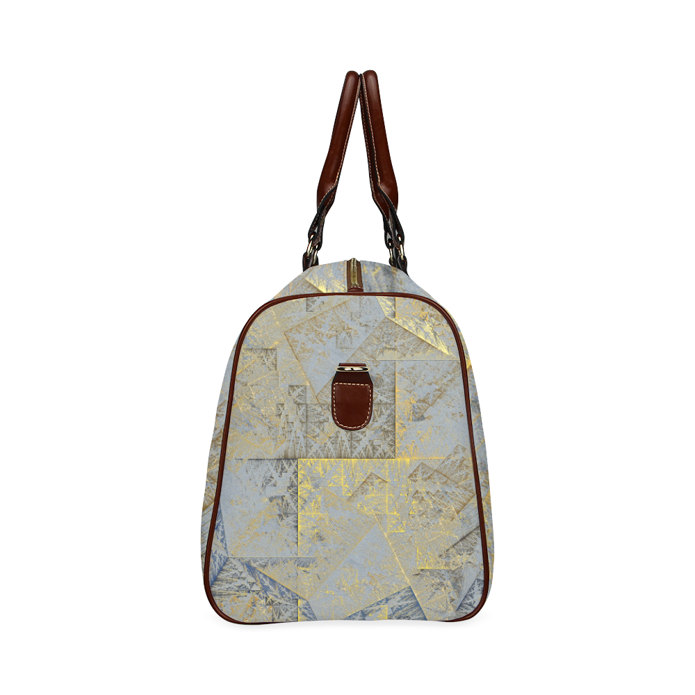 GoldAbstractAngles Waterproof Travel Bag/Small (Model 1639)