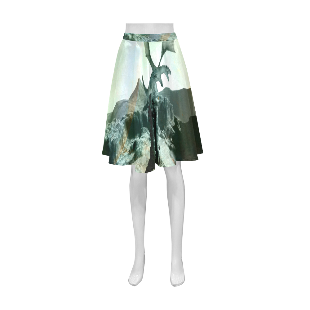 Dragon in a fantasy landscape Athena Women's Short Skirt (Model D15)