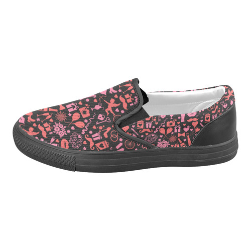 Pink Love Women's Unusual Slip-on Canvas Shoes (Model 019)