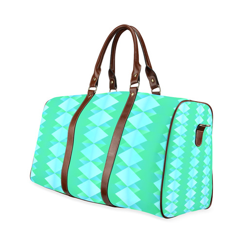 Pastel Green And Turquoise Diamond Pattern Waterproof Travel Bag/Small (Model 1639)