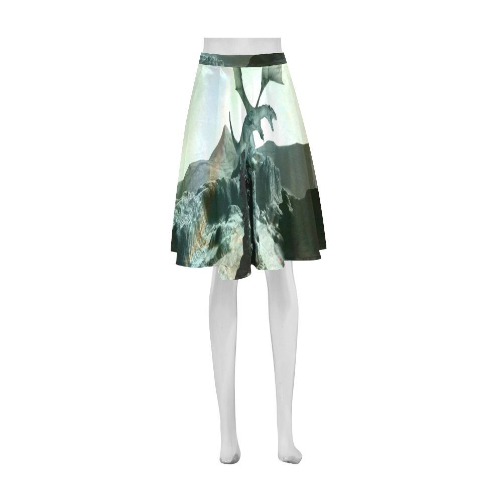 Dragon in a fantasy landscape Athena Women's Short Skirt (Model D15)