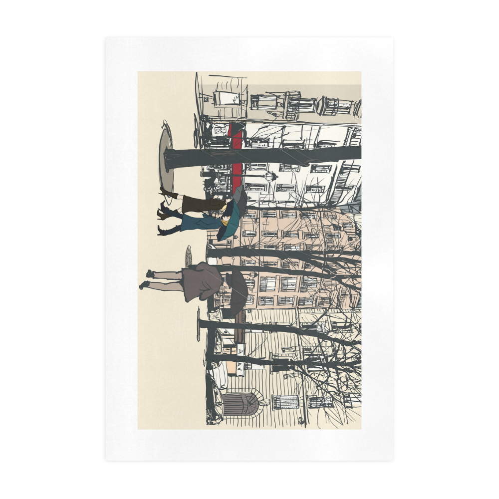 Square in Paris Art Print 19‘’x28‘’