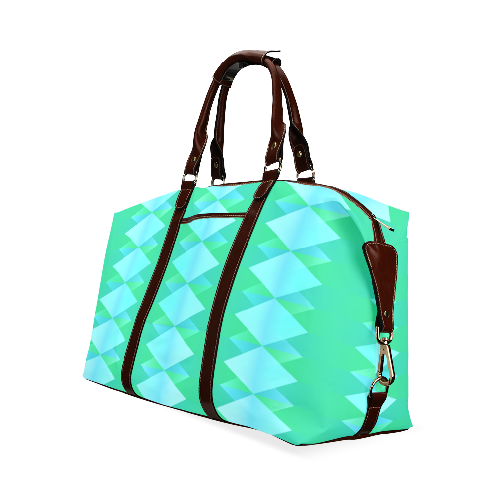 Pastel Green And Turquoise Diamond Pattern Classic Travel Bag (Model 1643) Remake