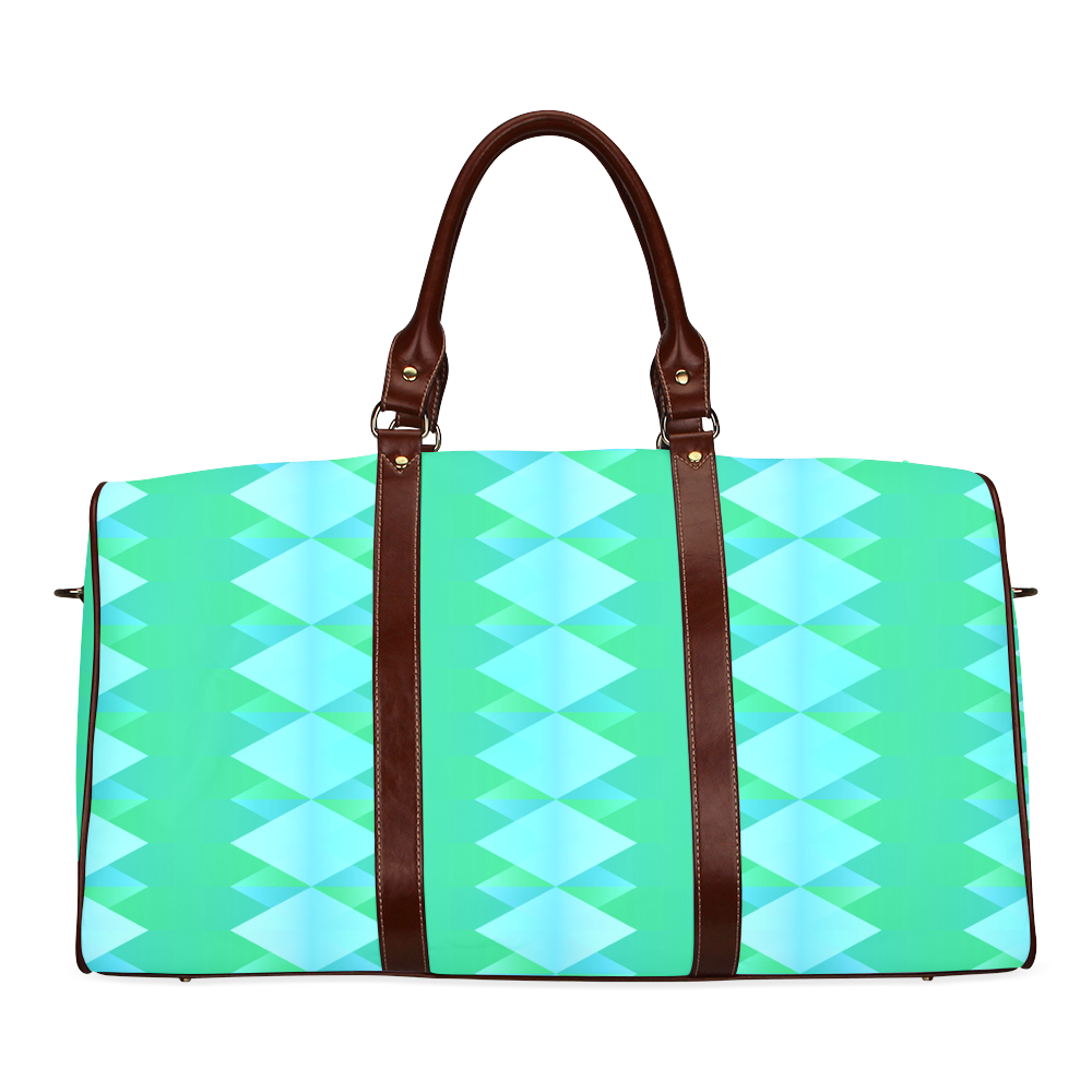 Pastel Green And Turquoise Diamond Pattern Waterproof Travel Bag/Small (Model 1639)