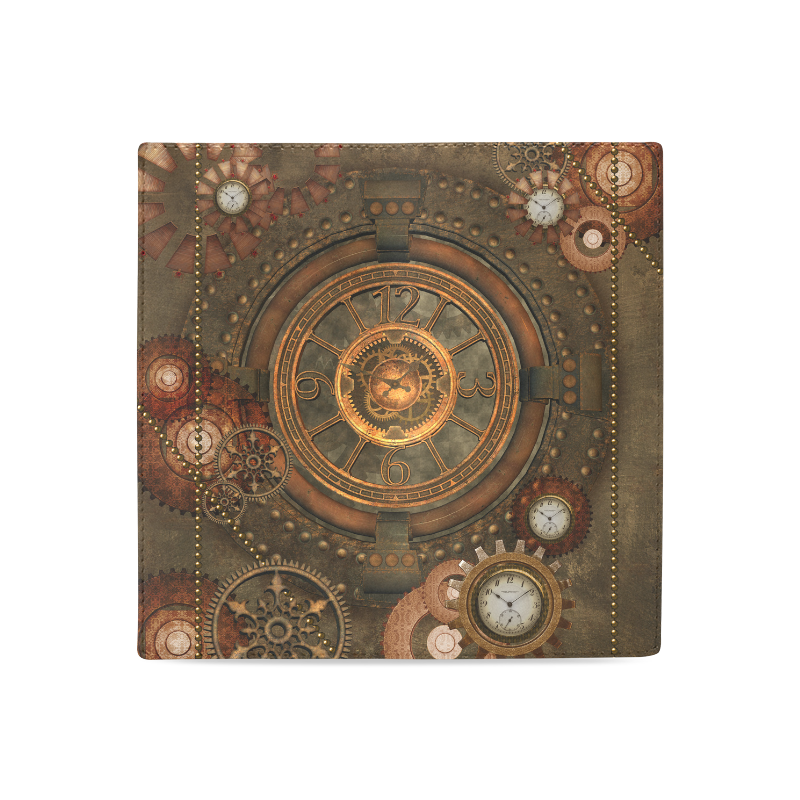 Steampunk, wonderful vintage clocks and gears Women's Leather Wallet (Model 1611)