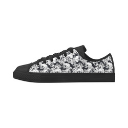 skull pattern, black and white Aquila Microfiber Leather Women's Shoes (Model 031)