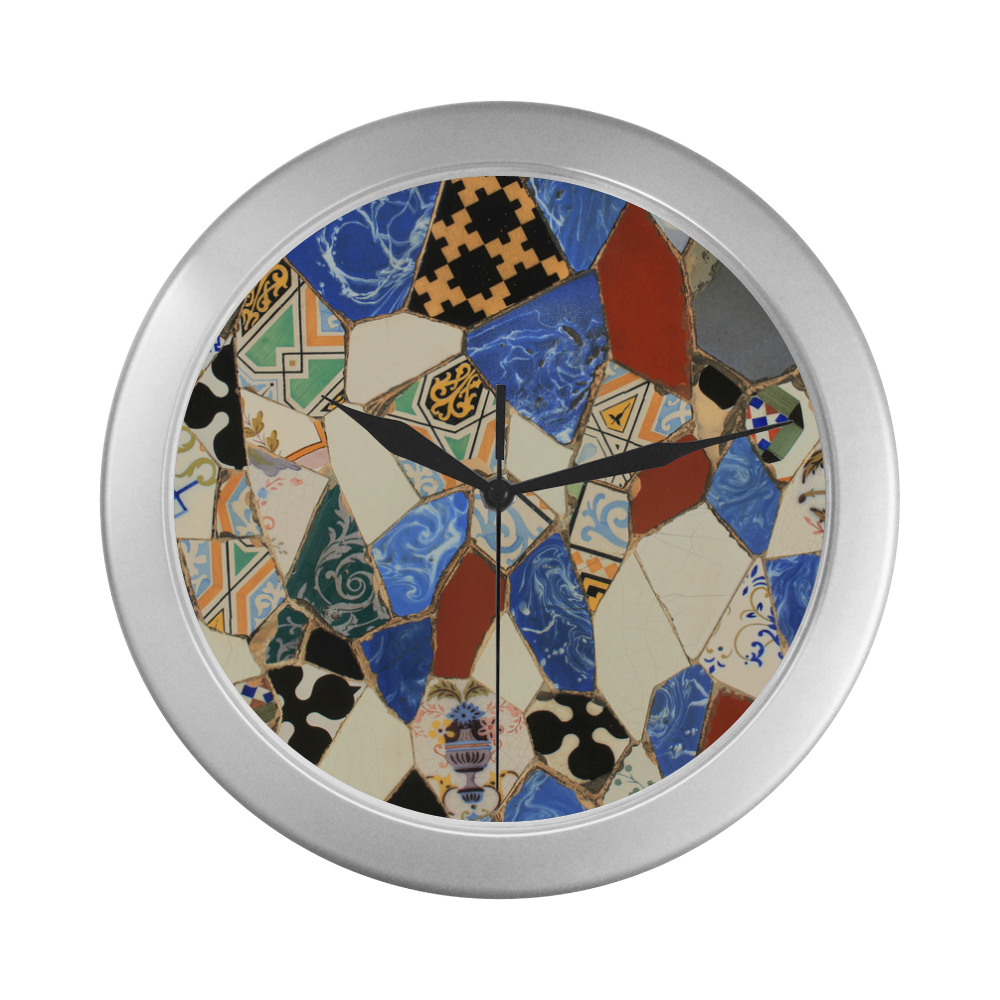 Mosaic decoration Silver Color Wall Clock
