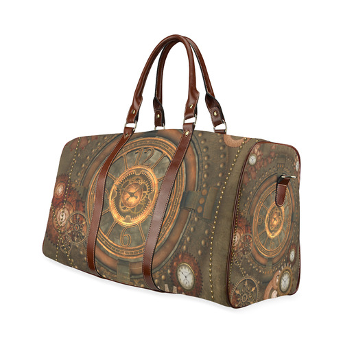 Steampunk, wonderful vintage clocks and gears Waterproof Travel Bag/Large (Model 1639)