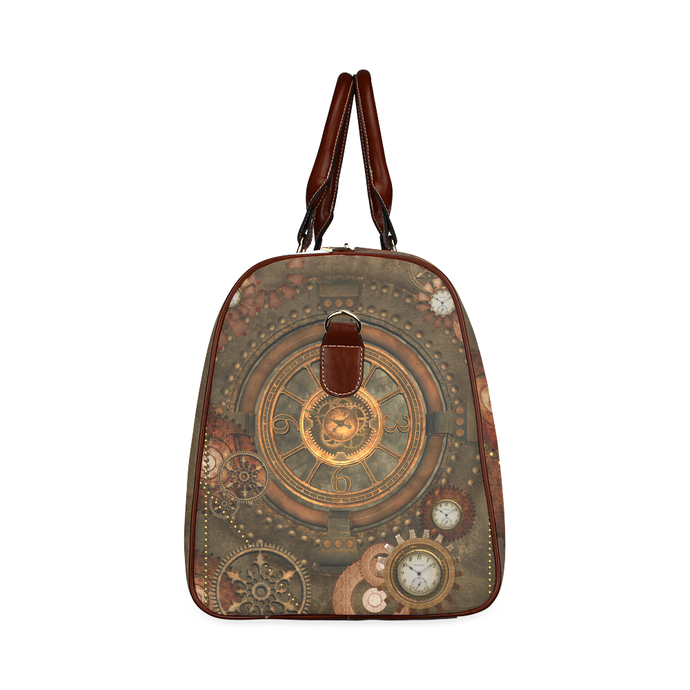 Steampunk, wonderful vintage clocks and gears Waterproof Travel Bag/Large (Model 1639)