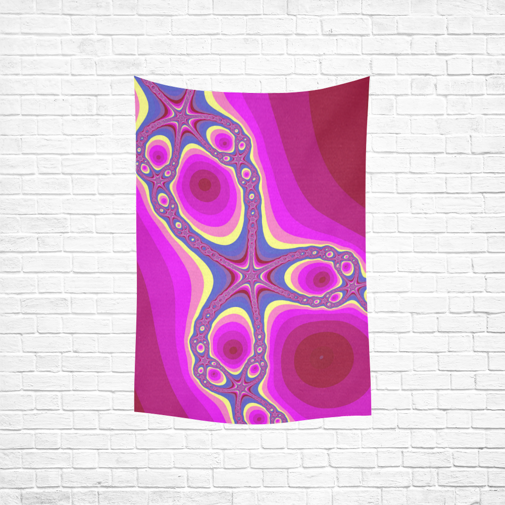 Fractal in pink Cotton Linen Wall Tapestry 40"x 60"