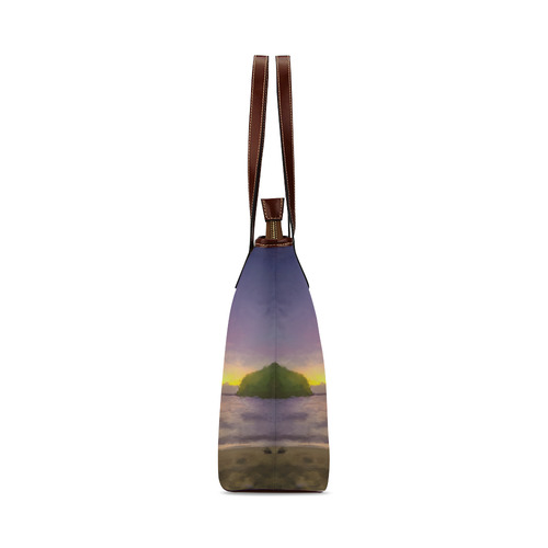 Painting tropical sunset beach with palms Shoulder Tote Bag (Model 1646)