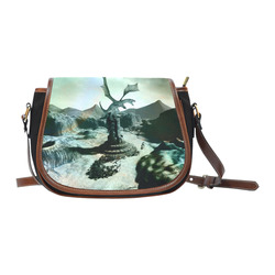 Dragon in a fantasy landscape Saddle Bag/Small (Model 1649)(Flap Customization)