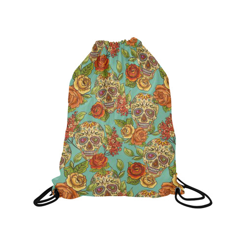 sugar skull pattern Medium Drawstring Bag Model 1604 (Twin Sides) 13.8"(W) * 18.1"(H)