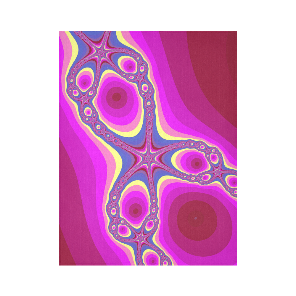 Fractal in pink Cotton Linen Wall Tapestry 60"x 80"