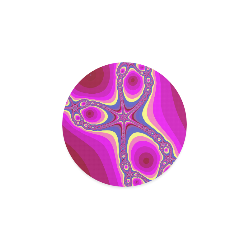 Fractal in pink Round Coaster