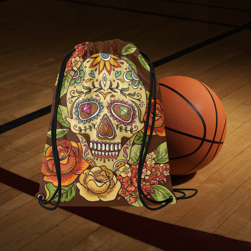 sugar skull Large Drawstring Bag Model 1604 (Twin Sides)  16.5"(W) * 19.3"(H)