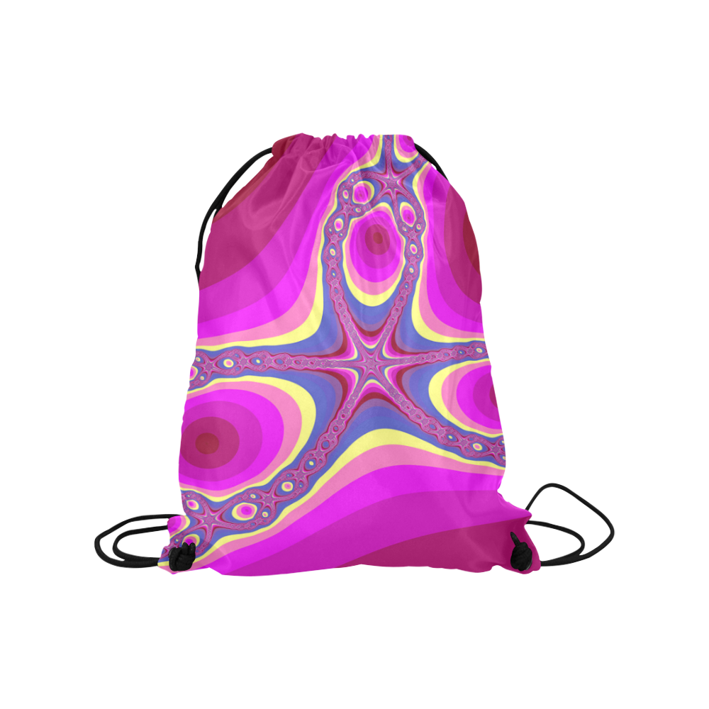 Fractal in pink Medium Drawstring Bag Model 1604 (Twin Sides) 13.8"(W) * 18.1"(H)