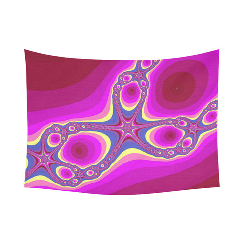 Fractal in pink Cotton Linen Wall Tapestry 80"x 60"