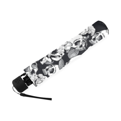 skull pattern, black and white Foldable Umbrella (Model U01)