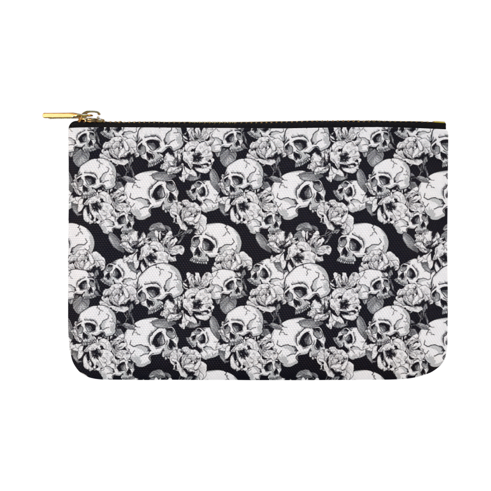 skull pattern, black and white Carry-All Pouch 12.5''x8.5''
