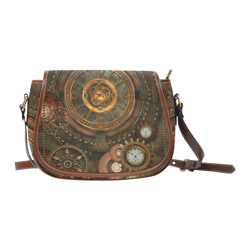 Steampunk, wonderful vintage clocks and gears Saddle Bag/Large (Model 1649)