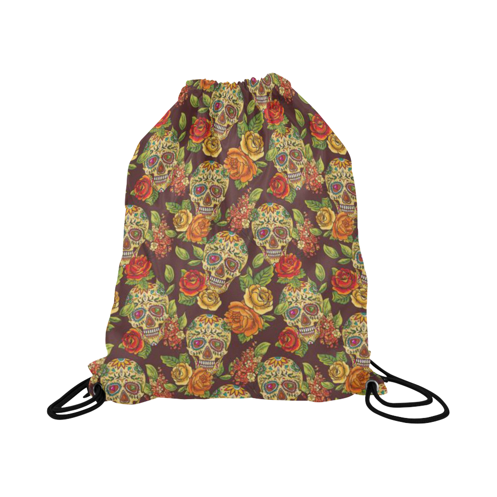 sugar skull pattern Large Drawstring Bag Model 1604 (Twin Sides)  16.5"(W) * 19.3"(H)