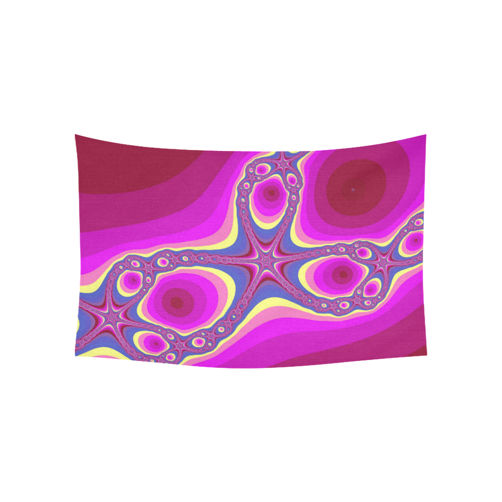 Fractal in pink Cotton Linen Wall Tapestry 60"x 40"