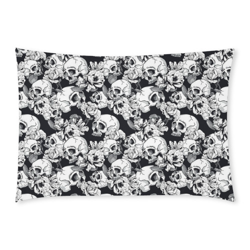skull pattern, black and white Custom Rectangle Pillow Case 20x30 (One Side)