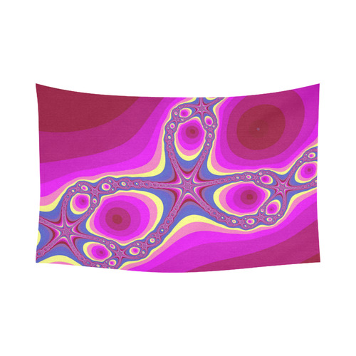 Fractal in pink Cotton Linen Wall Tapestry 90"x 60"
