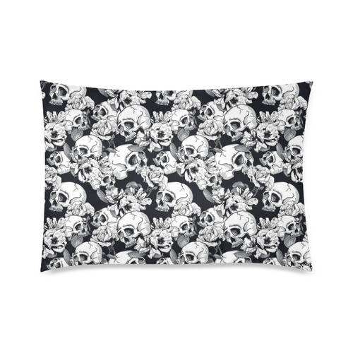 skull pattern, black and white Custom Zippered Pillow Case 20"x30"(Twin Sides)