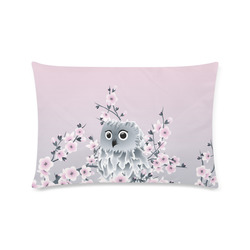 Cute Owl and Cherry Blossoms Pink Gray Custom Zippered Pillow Case 16"x24"(Twin Sides)