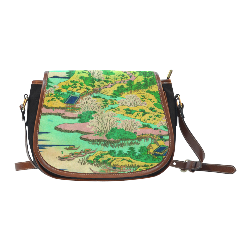 Hokusai Mount Tempo Setchu Landscape Saddle Bag/Small (Model 1649)(Flap Customization)