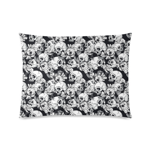 skull pattern, black and white Custom Zippered Pillow Case 20"x26"(Twin Sides)