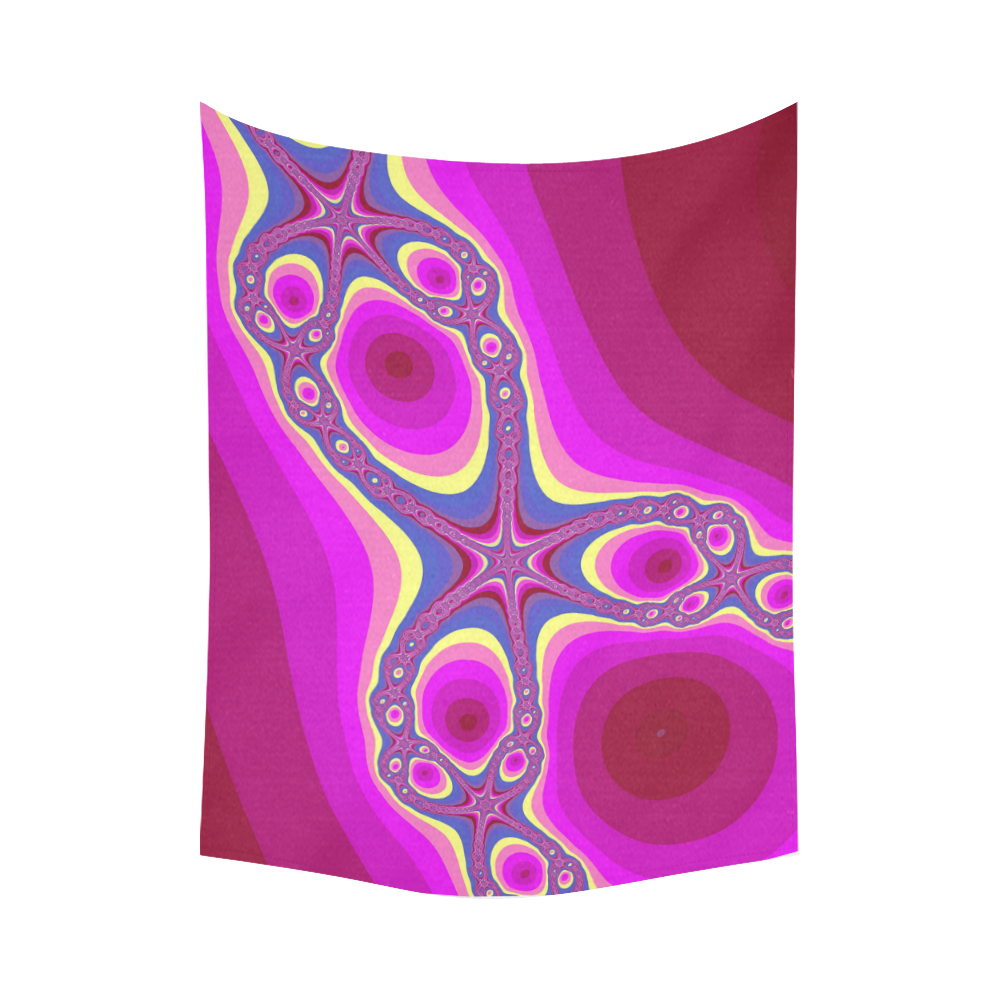 Fractal in pink Cotton Linen Wall Tapestry 80"x 60"