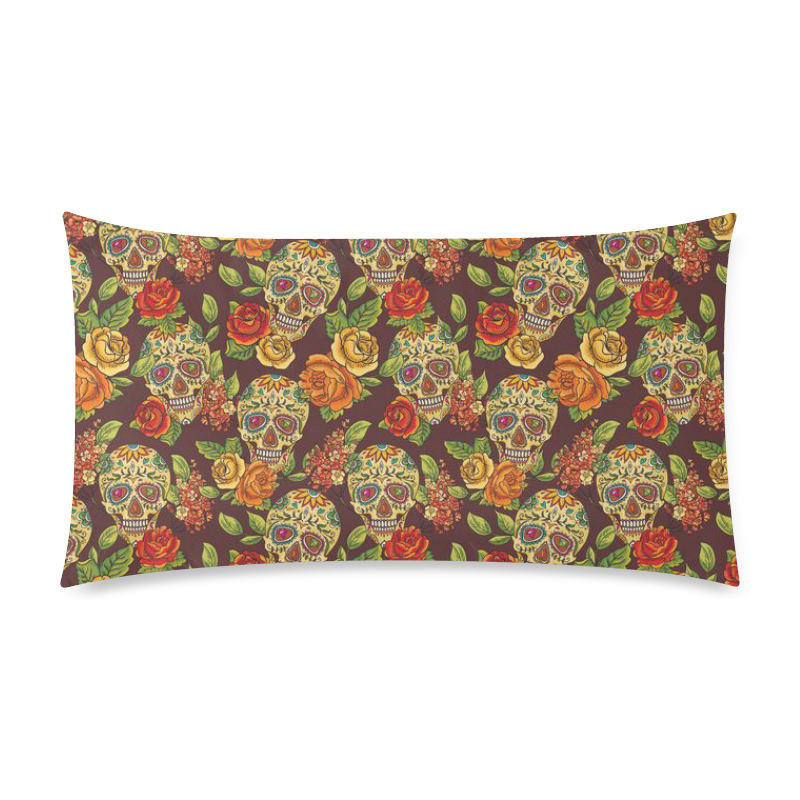 sugar skull pattern Rectangle Pillow Case 20"x36"(Twin Sides)