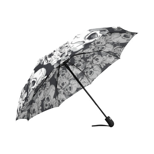 skull pattern, black and white Auto-Foldable Umbrella (Model U04)