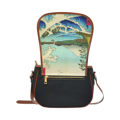 Hiroshige Sea at Satta Suruga Province Saddle Bag/Small (Model 1649)(Flap Customization)
