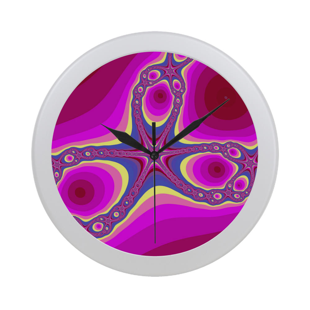 Fractal in pink Circular Plastic Wall clock