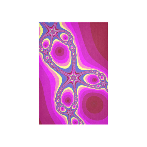 Fractal in pink Cotton Linen Wall Tapestry 40"x 60"