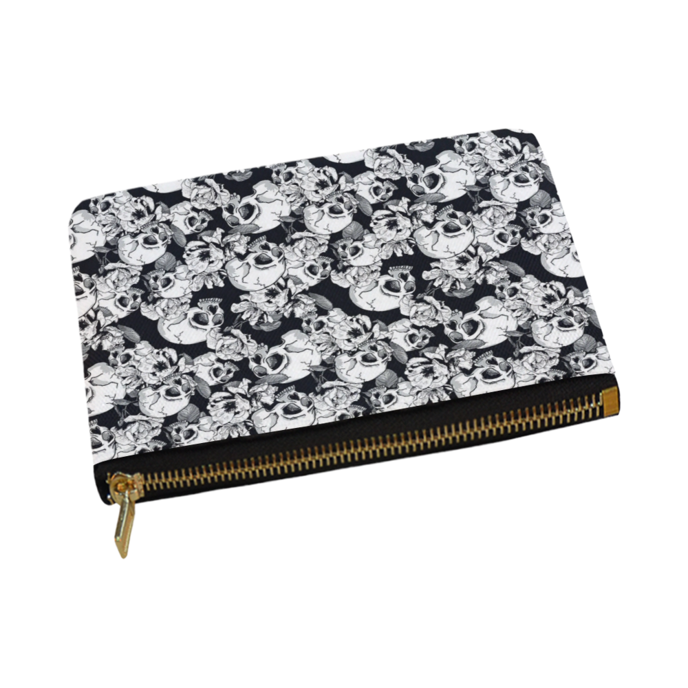 skull pattern, black and white Carry-All Pouch 12.5''x8.5''