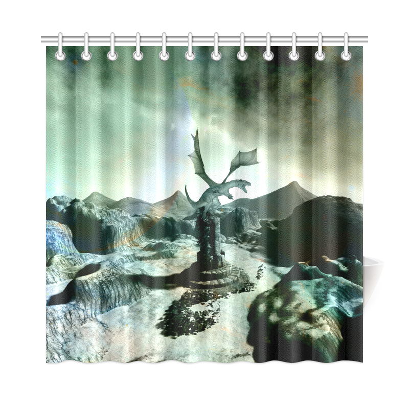 Dragon in a fantasy landscape Shower Curtain 72"x72"