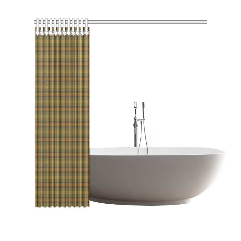 Gold Olive Plaid Shower Curtain 69"x70"