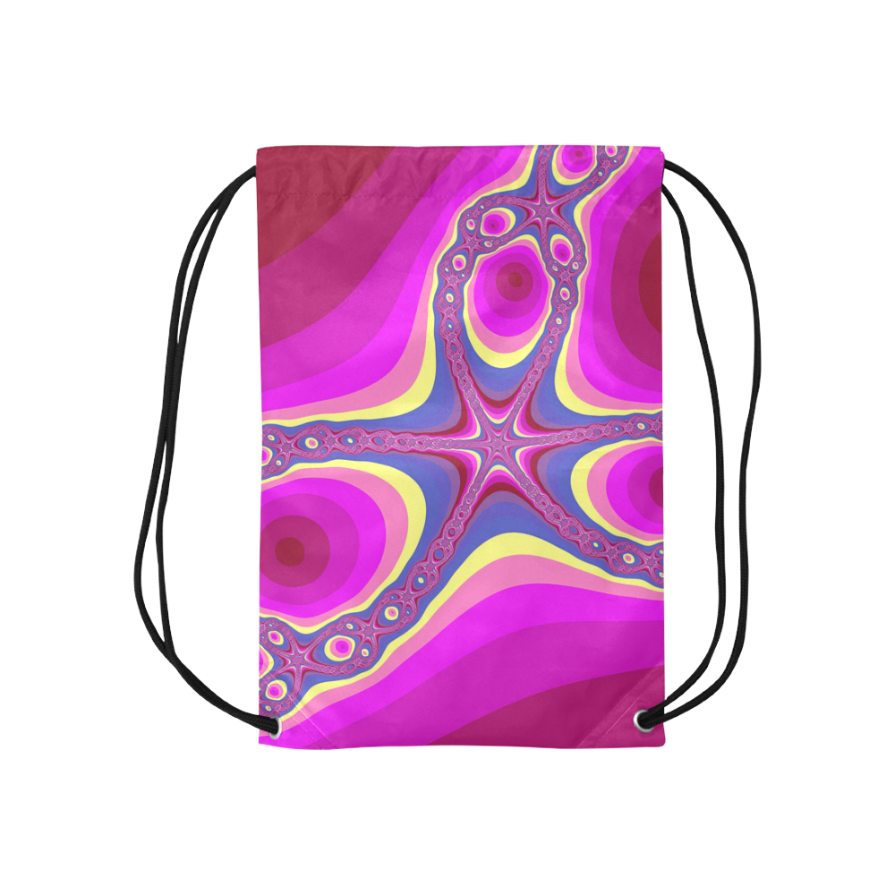 Fractal in pink Small Drawstring Bag Model 1604 (Twin Sides) 11"(W) * 17.7"(H)