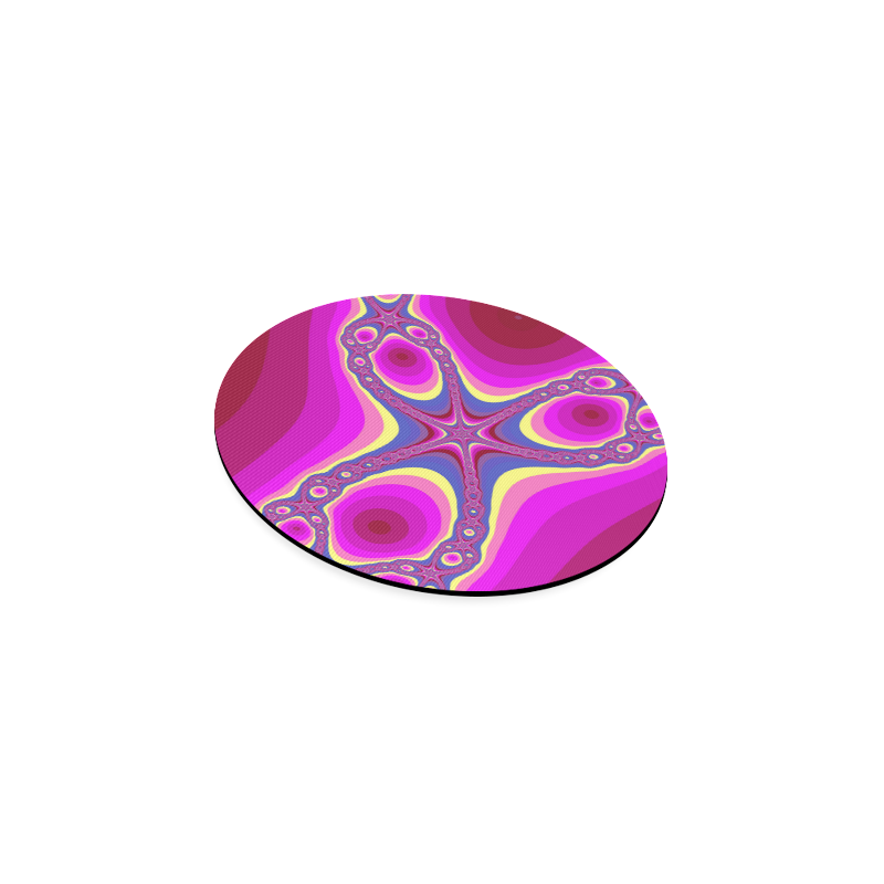 Fractal in pink Round Coaster