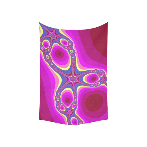 Fractal in pink Cotton Linen Wall Tapestry 60"x 40"