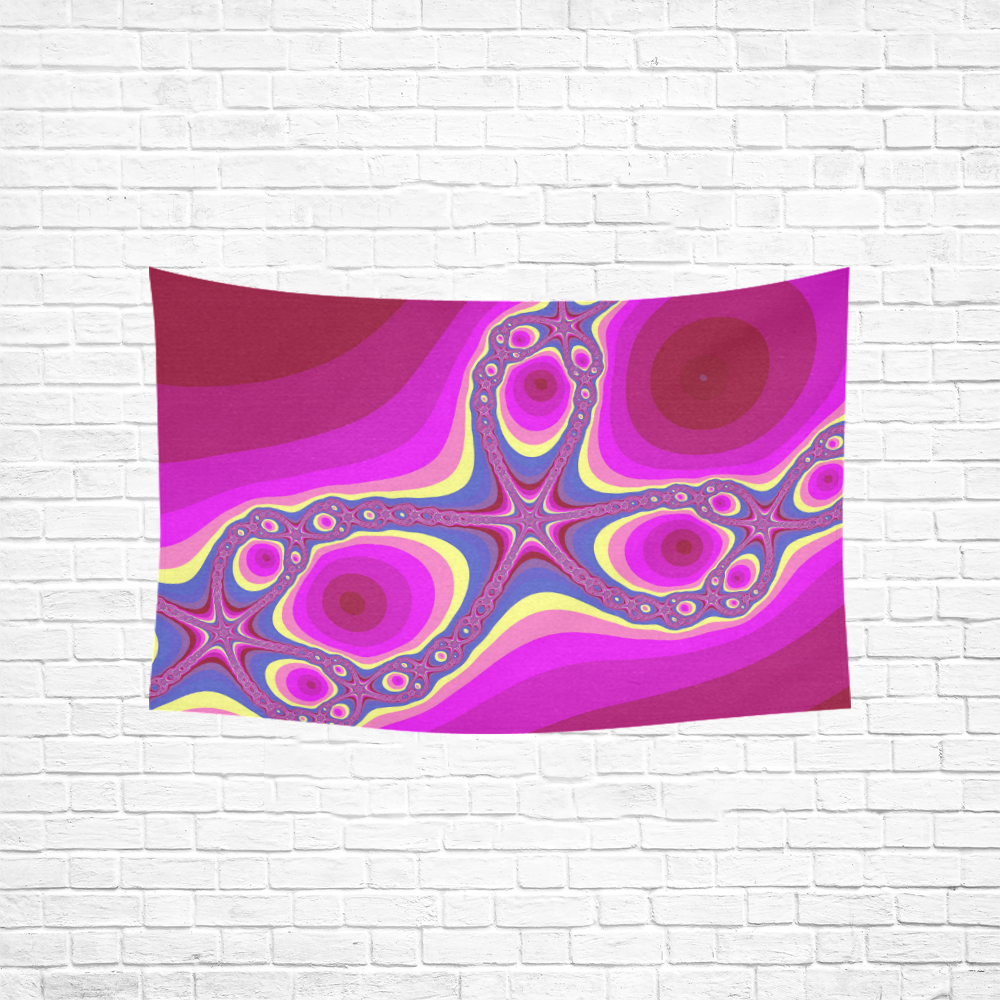 Fractal in pink Cotton Linen Wall Tapestry 60"x 40"