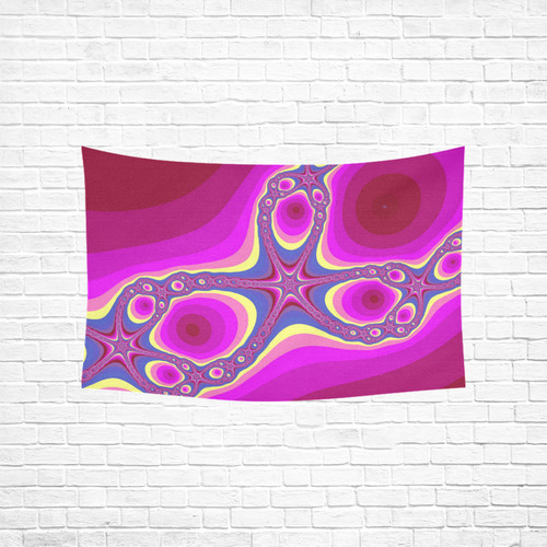 Fractal in pink Cotton Linen Wall Tapestry 60"x 40"